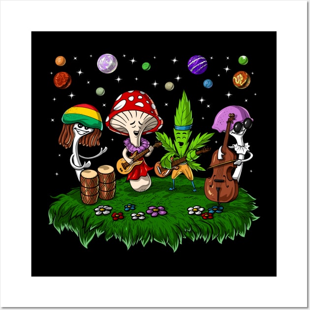 Hippie Mushrooms Party Wall Art by underheaven